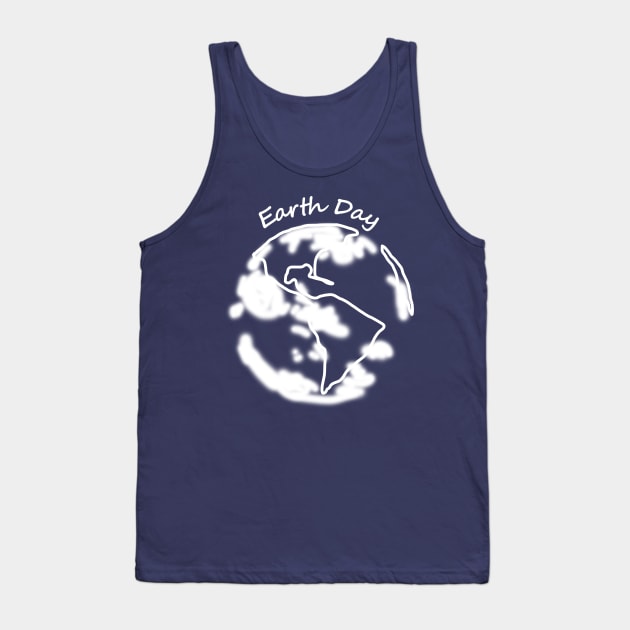 White Eco Planet Earth Day Monochrome Tank Top by ellenhenryart